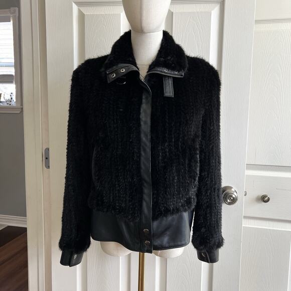 PELLESSIMO Paris Vintage Genuine Black Mink Fur Leather Bomber Jacket Sz M - Picture 2 of 16